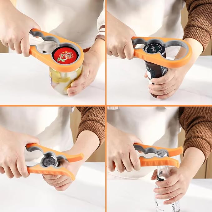 Easy Grip Jar, Bottle & Can Opener – Multi-Use Tool for Low Strength & Weak Hands, Perfect for Seniors with Arthritis