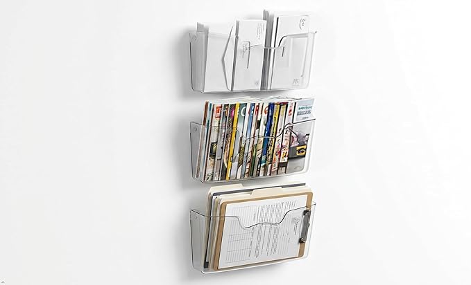 Simple Houseware Clear Single Pocket Wall Mount for Hanging File Holder, 3 Packs
