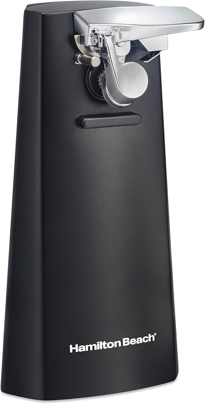 Hamilton Beach Extra-Tall Electric Automatic Can Opener with Easy-Clean Detachable Cutting Lever, Cord Storage, Knife Sharpener, Black (76702)