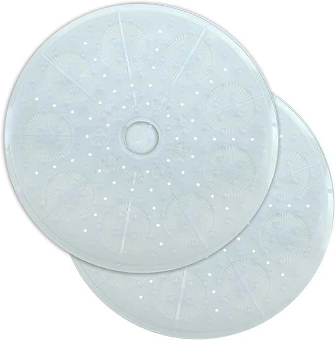 SlipX Solutions Power Grip Round Vinyl Standard Shower Stall Mat, 23” Round, Non-Slip for Elderly & Kids Bathroom, Essential Coverage, Drainage, 160 Suction Cups, Retro Style (2, Clear)