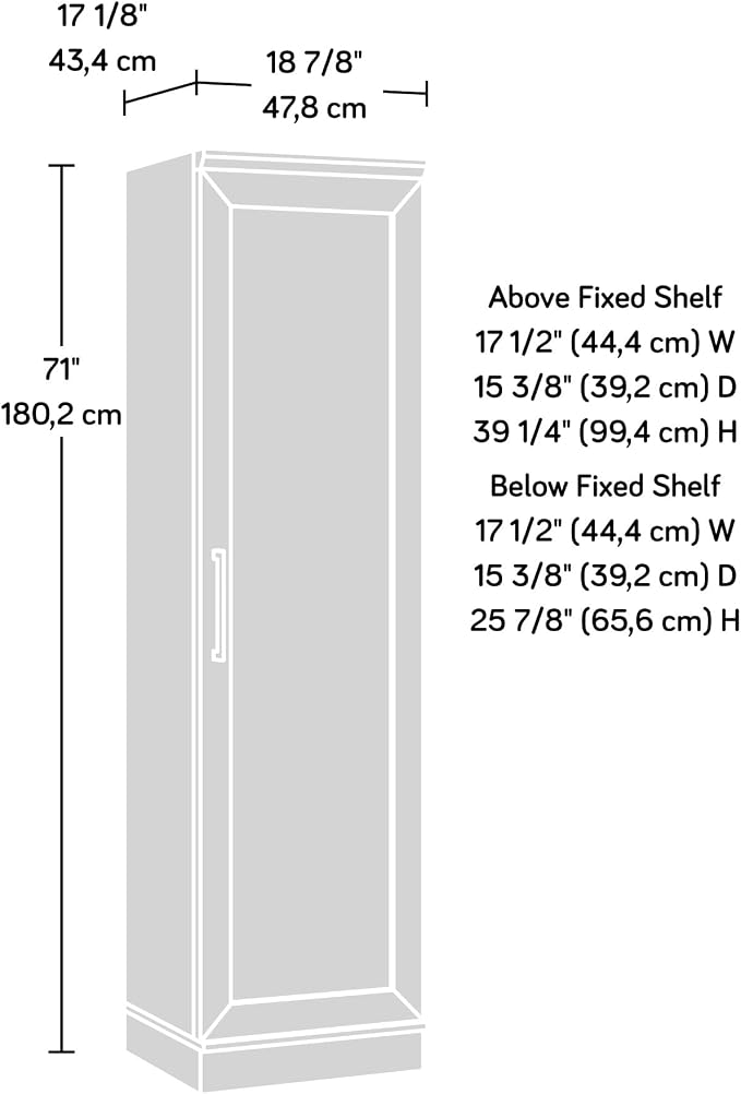 Sauder HomePlus Narrow Pantry Storage Cabinet Slim Single Door with Adjustable Shelves, Kitchen Storage Cabinet, in Soft White