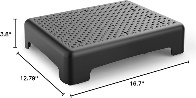One Step Stool for Adults, Toddler Step Stools, 650 LBS Capacity Non-Slip Safety Step Platform for Elderly, Portable Stair Assist for Cars, Bedside, Kitchen, and Shower, Black Grey