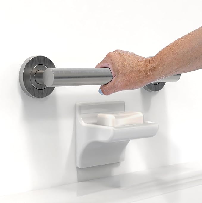 ADA Compliant Grab Bar, 500lbs Weight Support for Bath Safety (12 inch, Brushed Nickel)