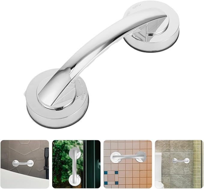 VICASKY Suction Cups 2pcs: Shower Grab Bars No Drilling Thickened Self-Adhesive Bathroom Safety Handles for Shower Bathtub Support Suitable for Seniors Elderly Heavy Duty Waterproof