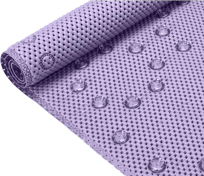 Bathtub Mat Non Slip 36” X 17” Purple Shower Mat Soft Foam Bath Mats for Bathroom Tub, Bathtub Mat with Drain Holes, Suction Cups, Shower Mat Non Slip