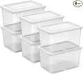 Sterilite 6-Pack Clear Storage Box, Stackable Container Bins with Lids, 20 Qt, White – Plastic Containers for Home, Closet, Bathroom, Classroom, and Office Organization
