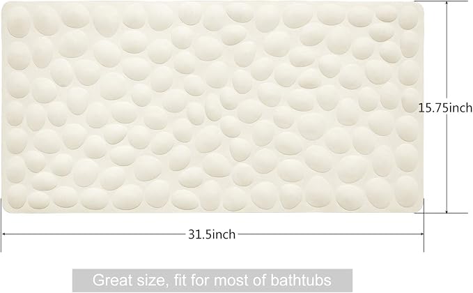 Non-Slip Bathtub Mat OTHWAY Soft Rubber Bathroom Bathmat with Strong Suction Cups (Beige)