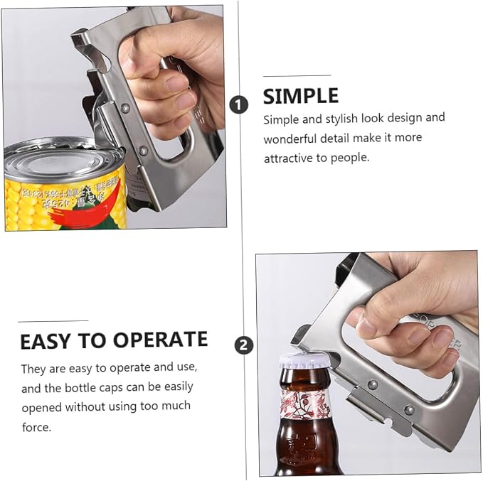 Garneck Stainless Steel Bottle Opener Smooth Edge Can Opener for Arthritic Hands