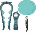 5-in-1 Jar Opener & Bottle Opener Set for Weak Hands – Easy Grip Lid Opener for Seniors and Arthritis, Multi-Function Kitchen Tool with Non-Slip Gripper Pads - COOKKEY