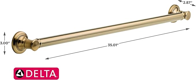 Delta Traditional (1-Pack) 36' Shower Grab Bar ADA Compliant Champagne Bronze 450 lb Capacity Bathroom Safety Handle for Shower, Bathtub | Wall Mounted Balance Assist, Handicap Grip 41636-CZ