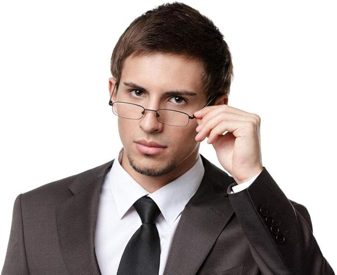 Viseng Slim Mini Metal Reading Glasses Compact Lightweight Portable Readers with Glasses Case for Reading Case,Black+Black+3.0