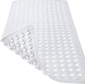 TEESHLY Bath Mat for Tub & Shower, Non Slip Soft Bathmat with Suction Cups & Drain Holes, Machine Washable Bathtub Floor Liner Mats for Bathroom, 35x16 Inch, White