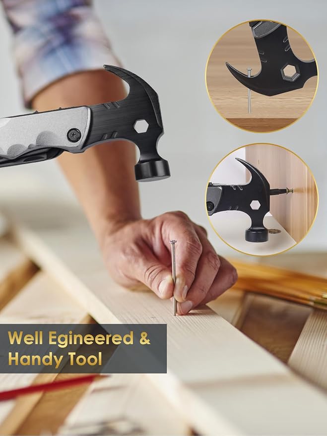 Fathers Day Dad Gifts from Daughter Son Wife, 13 in 1 Hammer Multitool, Cool Camping Accessories Survival Tools, Unique Birthday Present Ideas Gifts for Men, Husband, Grandpa, Step Dad, Him
