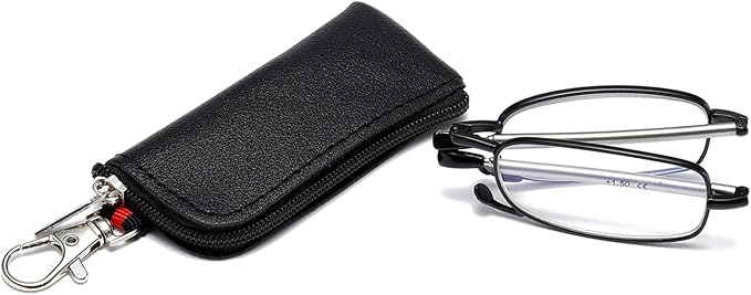 Folding Reading Glasses for Men Women, Keychain Compact Readers Blue Light Portable Pocket Eyeglasses