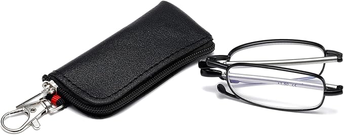 Folding Reading Glasses for Men Women, Keychain Compact Readers Blue Light Portable Pocket Eyeglasses