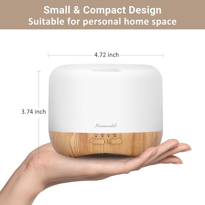 Aromatherapy Essential Oil Diffuser for Room: Air Humidifier Aroma Scent Cool Mist Colorful Lights Cute Small Large Auto Off Ultrasonic Diffusers for Home Bedroom White (300ml)