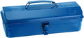 HARFINGTON Tool Box 14.2" Portable Steel Tool Box Hip Roof Style with Metal Latch Closure Tool Chest for Household Workshop Car, Blue