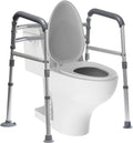 Toilet Safety Rails, Height-Adjustable, Foldable, Tool-Free Assembly, for Elderly, Seniors, Handicap & Disabled, 350 lbs Capacity