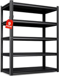 Set of 9 All Metal Garage Shelving - 2050 lbs 5 Tier Storage Shelves, Adjustable Heavy Duty Metal Shelving Unit and Storage Large Rack, Utility Steel Shelf for Warehouse Industrial Pantry 71"x46"x20"