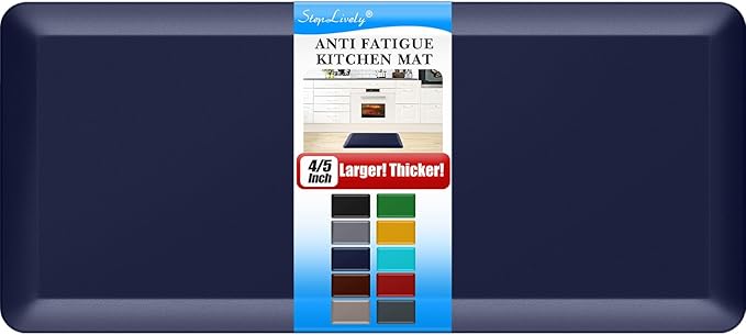 4/5 Inch Thick Kitchen Mat - Cushioned Anti Fatigue Mats for Kitchen Floor - Easy to Clean, Waterproof, Non-Slip Kitchen Rug for Sink, Office, Kitchen (17''x39'' Blue)