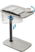 HUANUO TV Tray Table，Adjustable Height TV Tray with 360° Swivel & 90° Tilt, Sturdy Side Table with Anti-Slip Bar for Laptop, Eating, Space-Saving Side Table for Couch, Bedside, Living Room