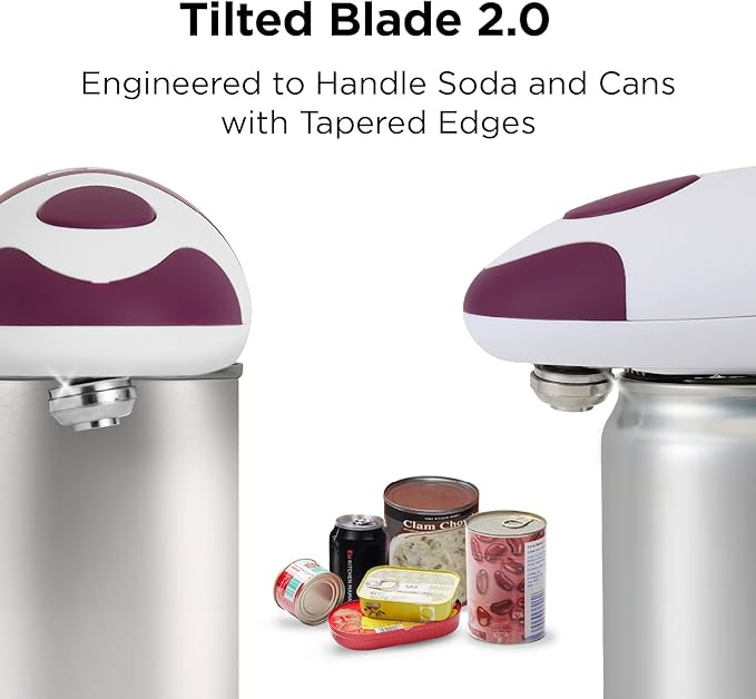 Kitchen Mama Auto 2.0 Electric Can Opener: Blade Opens Almost Any Can Pop or Soda Can - Automatic, Hands Free, Safe, Smooth Edge, Lid Remover, Battery Operated, Cordless, YES YOU CAN (Burgendy Mist)