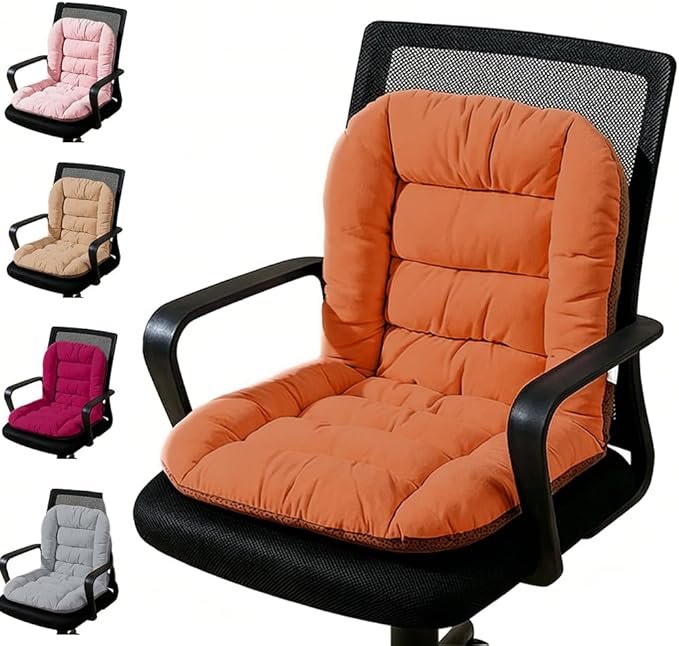 Office Chair Cushion，Desk Chair Cushion with High Back Support, Seat Cushion with Non-Slip Bottom for Home Dining Room Kitchen (Orange-red)