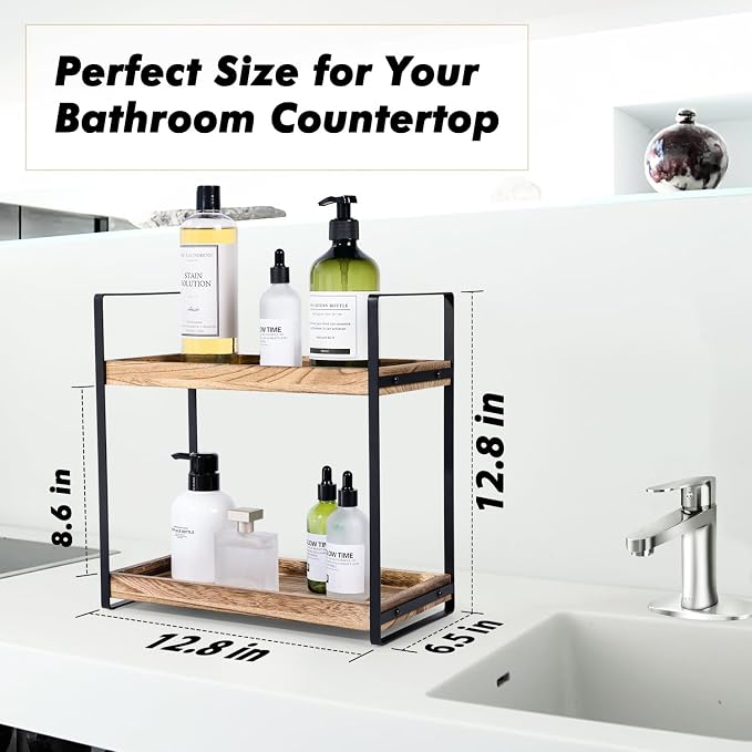 Giftacity Bathroom Counter Organizer and Storage - Kitchen Countertop Organizer for Bathroom Sink and Coffee Bar, 2-Tier Vanity Counter Tray Shelf for Restroom Decor