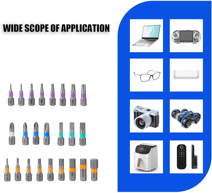 24 in 1 Magnetic Ratcheting Screwdriver Set with T-Handle, Multi-Bit Repair Tool Kit with Compact Case for Electronics, Computer, Doorbell, Furniture & Home Repair