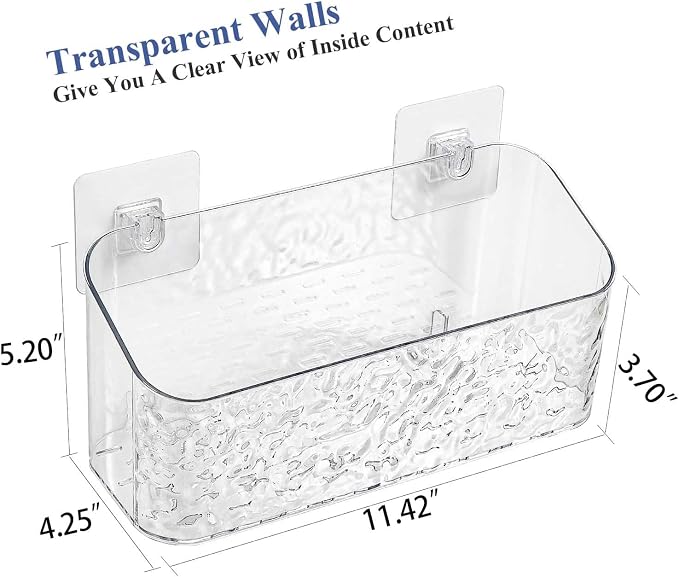 Bath Toy Storage Organizer, Bathtub Toy Storage Holder, Large Capacity Wall Mounted Shower Caddy Shower Organizer, No Drill Shelves Basket, Wave, 2 Pack