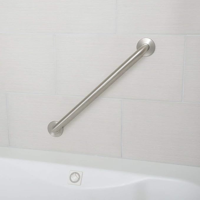 Amazon Basics Bathroom Handicap Safety Grab Bar, 42 Inch Length, 1.5 Inch Diameter, 500LBs Capacity, ADA Compliant, Stainless Steel