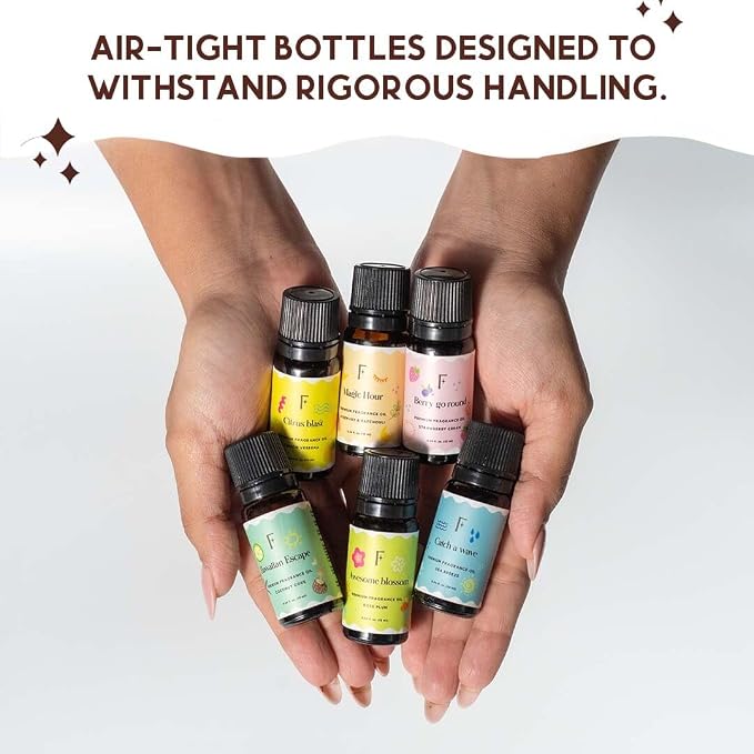 Folkulture Summer Essential Oil Set of 6 | Lemon Essential Oils for Diffusers for Home, Humidifiers, Aromatherapy | Citrus, Coconut, Fragrance Oil for Diffuser, Candle, Soap Making - Summer Vibes