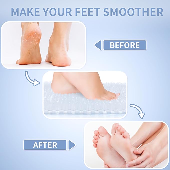 Yolife Shower Foot Scrubber Mat, Anti-Slip Bath Mat with Scrub Bristles, Soft Shower Foot Massager with Strong Suction Cups for Soothe Achy Feet,27.5'' x 15.7''