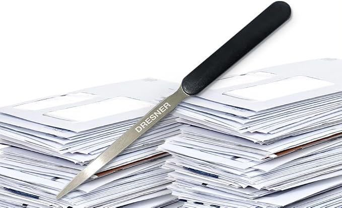 1 Lightweight Stainless Steel Letter Opener, 7.5 Inches Long and One-Piece Construction, Perfect Envelope, Mail and Letter Opener Envelope Slitter for the Home and Office.