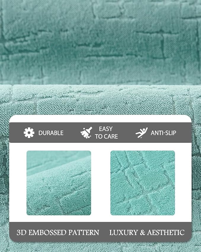 AMOAMI-Bath Mat-Absorbent Quick Dry Bathroom Floor Mats-Washable Rubber Backing Bath Mats for Bathroom Rugs Fit Under Door-Bath Rug for in Front of Sink Bathtub Shower Room, Lake 17''x59''