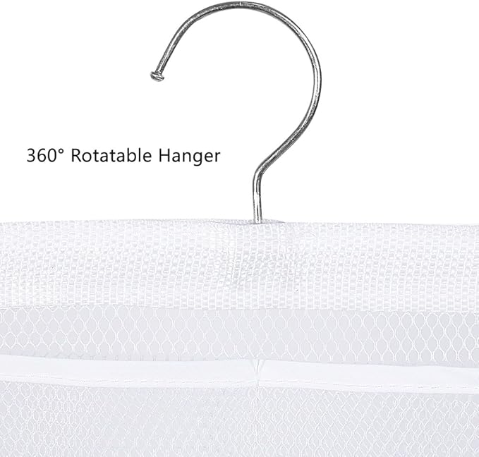 ALYER 6 Storage Pockets Hanging Mesh Shower Caddy,Space Saving Bathroom Accessories and Quick Dry Bath Organizer with Hanger,White