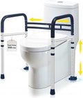 Toilet Safety Rails (350 LB) – Adjustable, Foldable Toilet Handle Frame for Elderly & Disabled Adults, Supports All Toilet Types (Lake Blue)