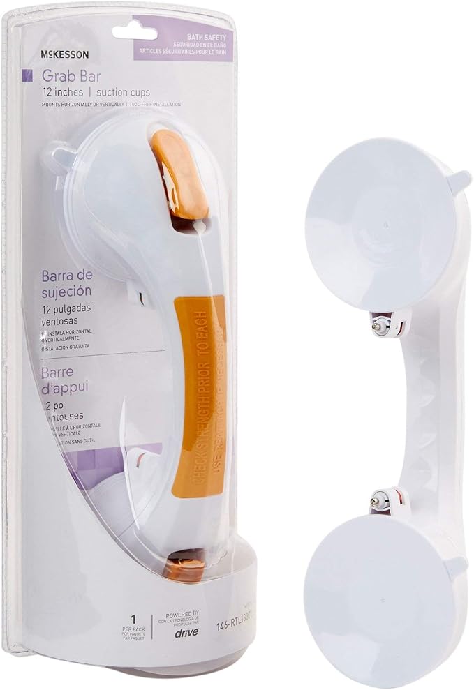 McKesson Grab Bar for Bath and Showers, Suction-Cup, Plastic, 12 in, 1 Count