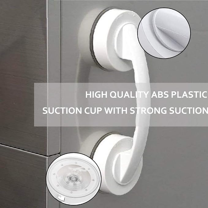 Suction Grab Bar, Portable Suction Handle Bar Suction Grip Bar for Window Door Drawer Cabinet Mini Fridge Grab Puller (White)