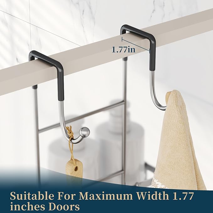 Consumest Over The Door Shower Caddy - 3 Tier Shower Shelves Hanging with Soap Holders, Large Capacity Shower Organizer with 6 Hooks, Bathroom Rack and Storage, Silver