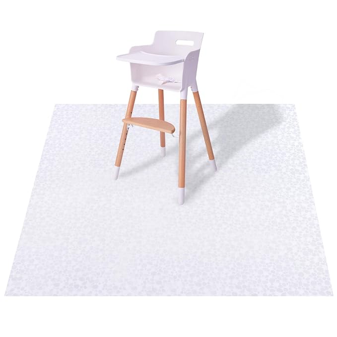 Plastic Splat Mat for Baby, Easy Cleaning Vinyl Floor Mat for Eating Messes, Waterproof High Chair Floor Protector Feeding Cover by MatLeya