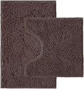 Bathroom Rugs Sets 2 Piece,Super Absorbent Chenille Bath Mats and U-Shaped Toilet Rug,Strong PVC Non Slip Backing,Microfiber Washable Dry Quickly Bath Mats for Bathroom(20"x32"+20"x20"U, Coffee)