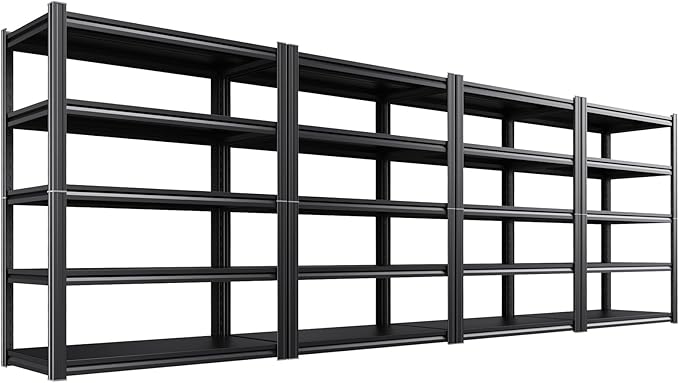 4-Pack Heavy Duty Garage Shelving for Large Storage & Garage Organization, 71"H x 46"W x 20"D Adjustable 5-Tier All Metal Storage Shelf for Tools, Storage Bins, Bulk Items, Warehouse & Workshop