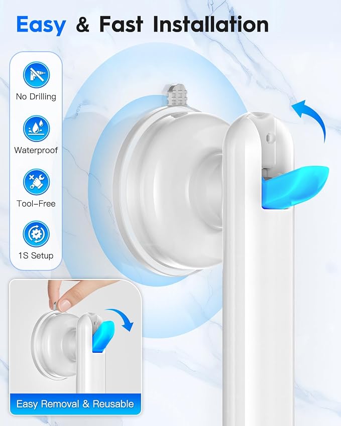 Upgraded 2-Pack Grab Bars for Shower Bathroom Wall, Heavy-Duty Suction Grab Bars Shower Handle Safety for Elderly Seniors Handicap, No Drilling Tool-Free, Easy Removal and Reusable (White)