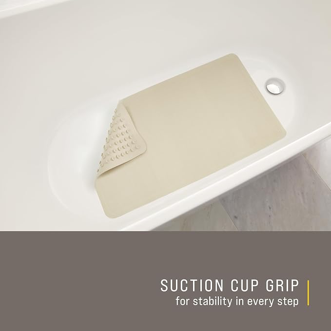 Rubbermaid Commercial Products Safti-Grip Bath Mat, Large, White, Suction-Backed, for Commercial/Residential Use for Home/Hotel/Shower/Bathtub