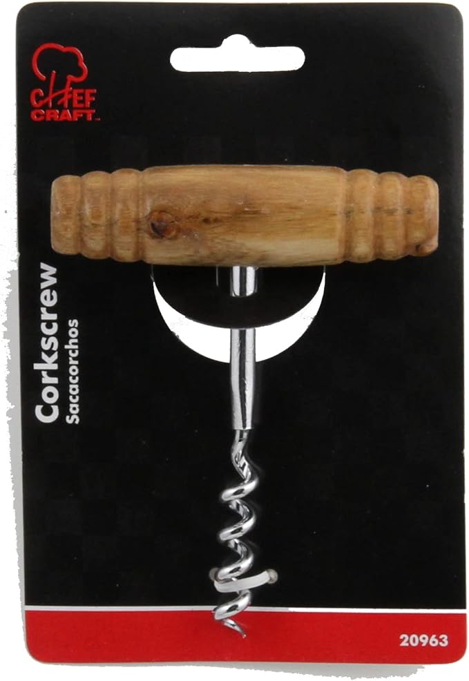 Chef Craft Select Corkscrew with Wooden Handle, 4 inch, Natural (Pack of 2)