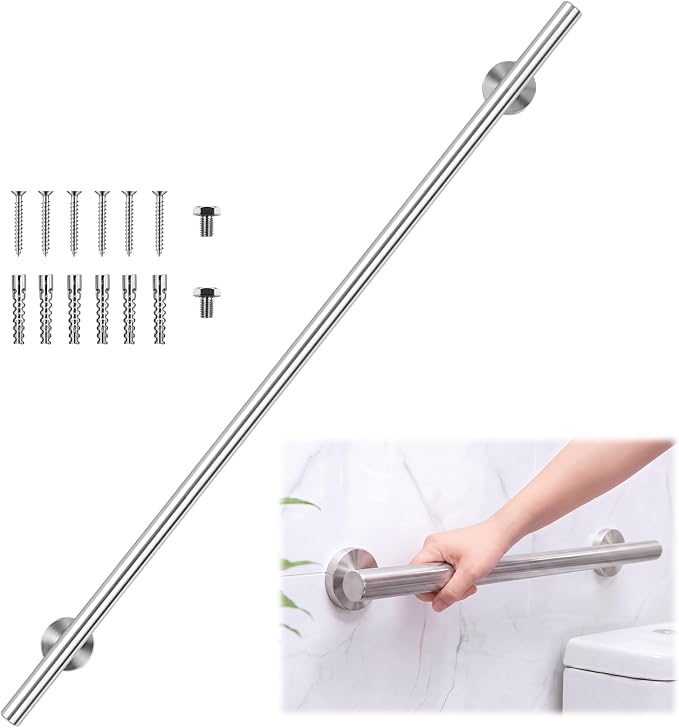 Zonon 1 Pcs 57 Inch Grab Bar for Bathroom Shower Toilet Bathtub, Stainless Steel Extra Long Safety Grab Bar for Elderly, Heavy Duty Shower Support Handle for Seniors Handicapped (Modern,Silver)