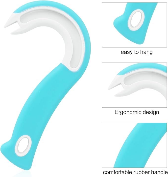 Easy Open Ring Pull Can Opener, J Hook Can Opener Pull Tab with No-Slip Grip for Seniors Kids Weak Hands Manual Soda Beer Pop Top Tin Bottle Jar Lid Lifter Tool (Blue)