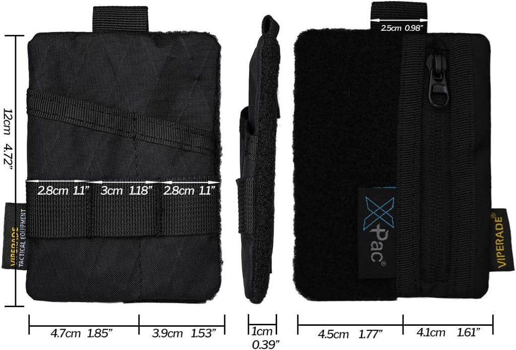 VIPERADE VE15 Small EDC Pouch, Pocket Organizer, EDC Pocket Pouch with DIY Patches Area, EDC Pocket Organizer Wallet for Cards, Small Tool Pouch for EDC Gears