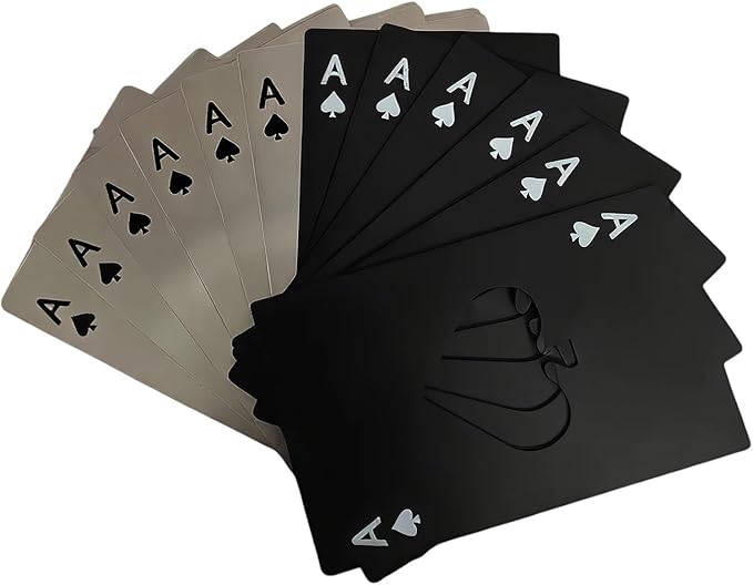 12PCS Poker Card Bottle Openers, Stainless Steel Credit Card Size Beer Bottle Opener, Poker Themed Bottle Can Cap Openers